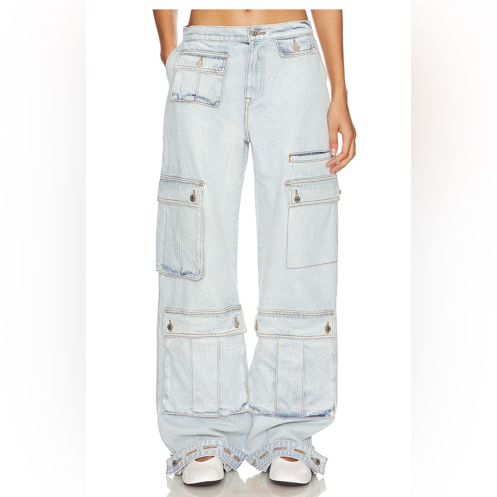 Light Blue Cargo Women Jeans revolve GRLFRND